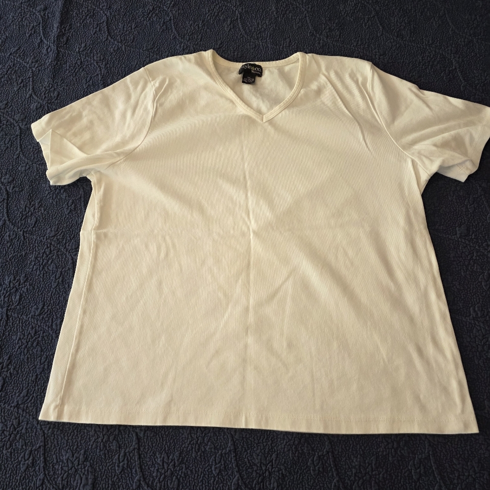 White V-Neck T-Shirt 3X